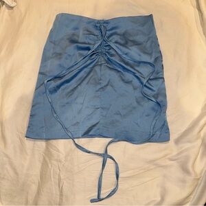 Blue Ruched Mini Skirt